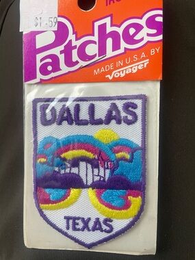 Vintage Dallas Texas Embroidered Iron-on Patch in original package